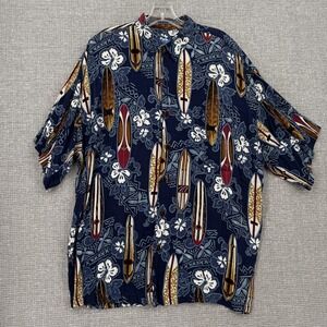 Holo Holo Shirt Mens 2XL Blue Floral Rayon Button Up Short Sleeve Lightweight‎